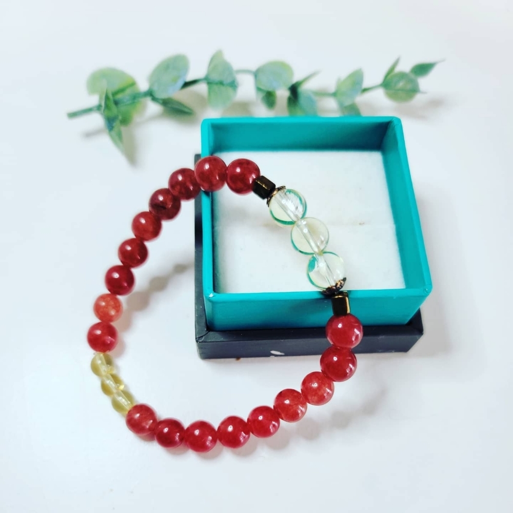 Red Agate and Quartz handmade bracelet 😍